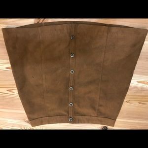 Brown suede skirt with buttons down the front